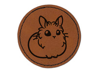 Lionhead Rabbit Bunny Cute Round Iron-On Engraved Faux Leather Patch Applique - 2.5"