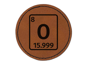 Oxygen Periodic Table of Elements Science Chemistry Round Iron-On Engraved Faux Leather Patch Applique - 2.5"