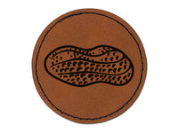 Peanut Food Round Iron-On Engraved Faux Leather Patch Applique - 2.5"