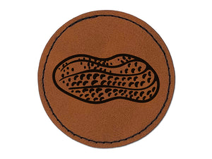 Peanut Food Round Iron-On Engraved Faux Leather Patch Applique - 2.5"