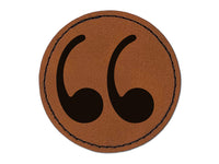 Quotation Marks Round Iron-On Engraved Faux Leather Patch Applique - 2.5"