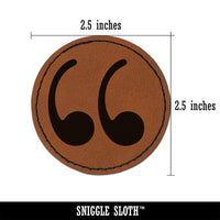 Quotation Marks Round Iron-On Engraved Faux Leather Patch Applique - 2.5"