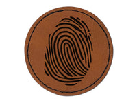 Thumb Print Thumbprint Round Iron-On Engraved Faux Leather Patch Applique - 2.5"