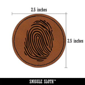 Thumb Print Thumbprint Round Iron-On Engraved Faux Leather Patch Applique - 2.5"