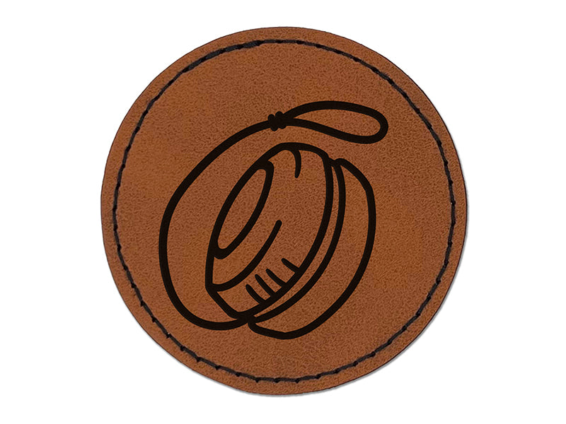 Yo-yo Yoyo Toy Round Iron-On Engraved Faux Leather Patch Applique - 2.5"