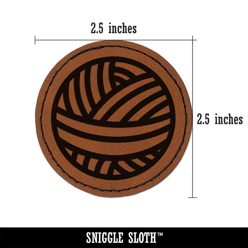 Crafty Ball of Yarn Crocheting Knitting Crafts Round Iron-On Engraved Faux Leather Patch Applique - 2.5"