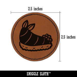 Funny Sea Bunny Shaped Sushi Nudibranch Round Iron-On Engraved Faux Leather Patch Applique - 2.5"