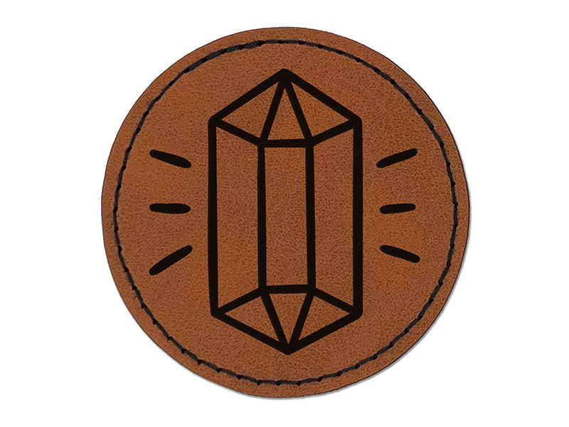 Hand Drawn Crystal Healing Meditation Roleplaying Game Round Iron-On Engraved Faux Leather Patch Applique - 2.5"