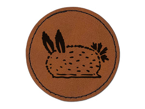 Sea Bunny Nudibranch Round Iron-On Engraved Faux Leather Patch Applique - 2.5"