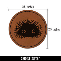 Cute Goofy Spikey Sea Urchin Round Iron-On Engraved Faux Leather Patch Applique - 2.5"