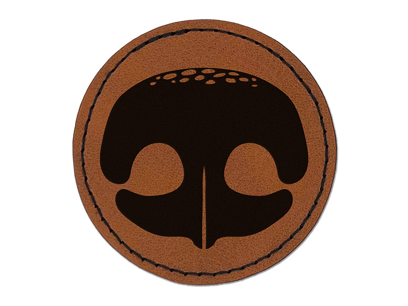 Cute Puppy Dog Nose Print Round Iron-On Engraved Faux Leather Patch Applique - 2.5"