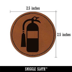 Fire Extinguisher Safety Hazard Symbol Round Iron-On Engraved Faux Leather Patch Applique - 2.5"