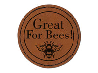 Great For Bees Flower Seed Packet Label Round Iron-On Engraved Faux Leather Patch Applique - 2.5"