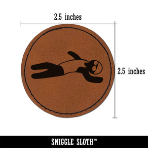 Swimming Swimmer Backstroke Round Iron-On Engraved Faux Leather Patch Applique - 2.5"