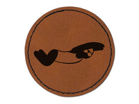 Swimming Swimmer Butterfly Stroke Round Iron-On Engraved Faux Leather Patch Applique - 2.5"