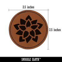 Christmas Poinsettia Round Iron-On Engraved Faux Leather Patch Applique - 2.5"