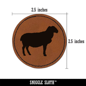 Solid Sheep Farm Animal Round Iron-On Engraved Faux Leather Patch Applique - 2.5"