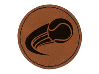 Tennis Ball in Motion Sports Round Iron-On Engraved Faux Leather Patch Applique - 2.5"