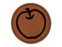 Whole Apple Fruit Round Iron-On Engraved Faux Leather Patch Applique - 2.5"