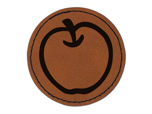 Whole Apple Fruit Round Iron-On Engraved Faux Leather Patch Applique - 2.5"