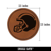 American Football Helmet Sports Round Iron-On Engraved Faux Leather Patch Applique - 2.5"