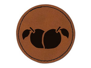 A Pair of Lemons Round Iron-On Engraved Faux Leather Patch Applique - 2.5"