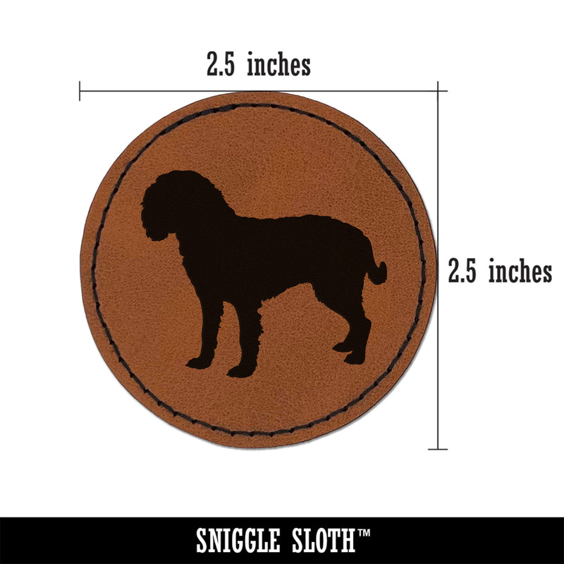 American Water Spaniel Dog Solid Round Iron-On Engraved Faux Leather Patch Applique - 2.5"