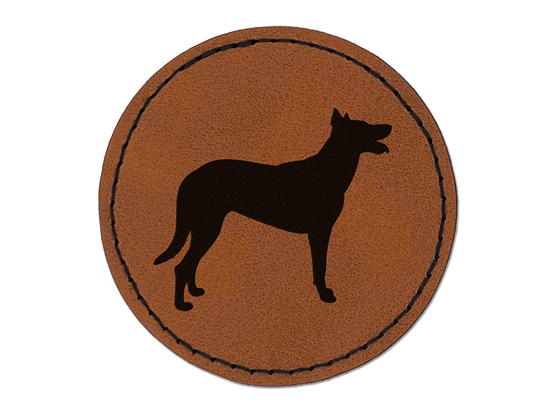 Beauceron Dog Solid Round Iron-On Engraved Faux Leather Patch Applique - 2.5"