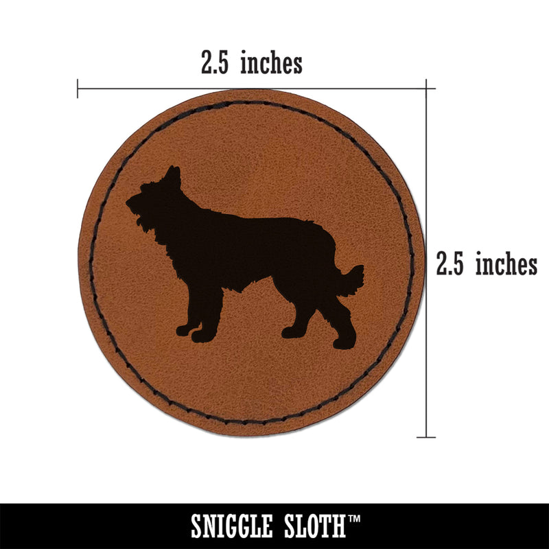 Berger Picard Dog Solid Round Iron-On Engraved Faux Leather Patch Applique - 2.5"