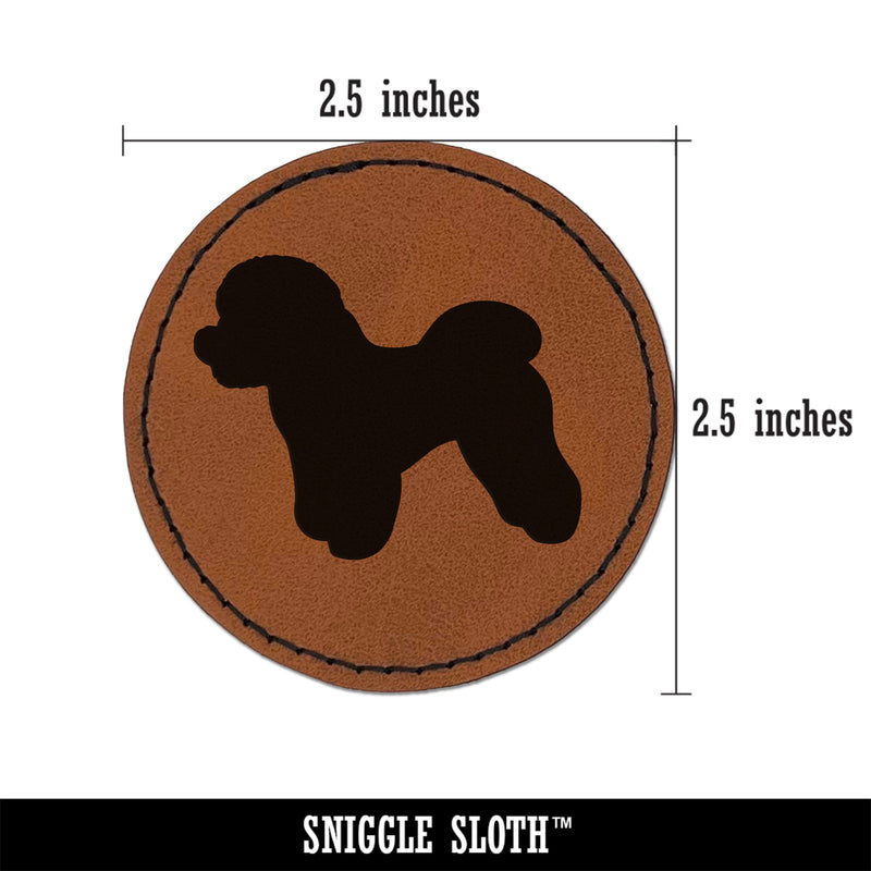 Bichon Frise Dog Solid Round Iron-On Engraved Faux Leather Patch Applique - 2.5"