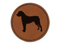 Boerboel Dog Solid Round Iron-On Engraved Faux Leather Patch Applique - 2.5"