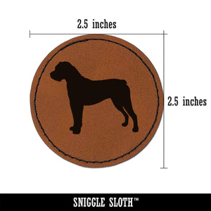 Boerboel Dog Solid Round Iron-On Engraved Faux Leather Patch Applique - 2.5"