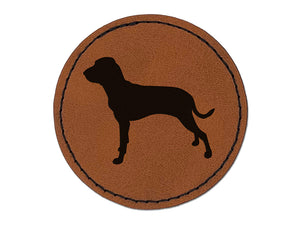 Bracco Italiano Dog Solid Round Iron-On Engraved Faux Leather Patch Applique - 2.5"