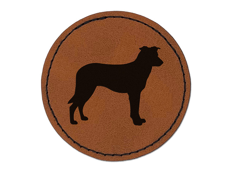 Chinook Dog Solid Round Iron-On Engraved Faux Leather Patch Applique - 2.5"