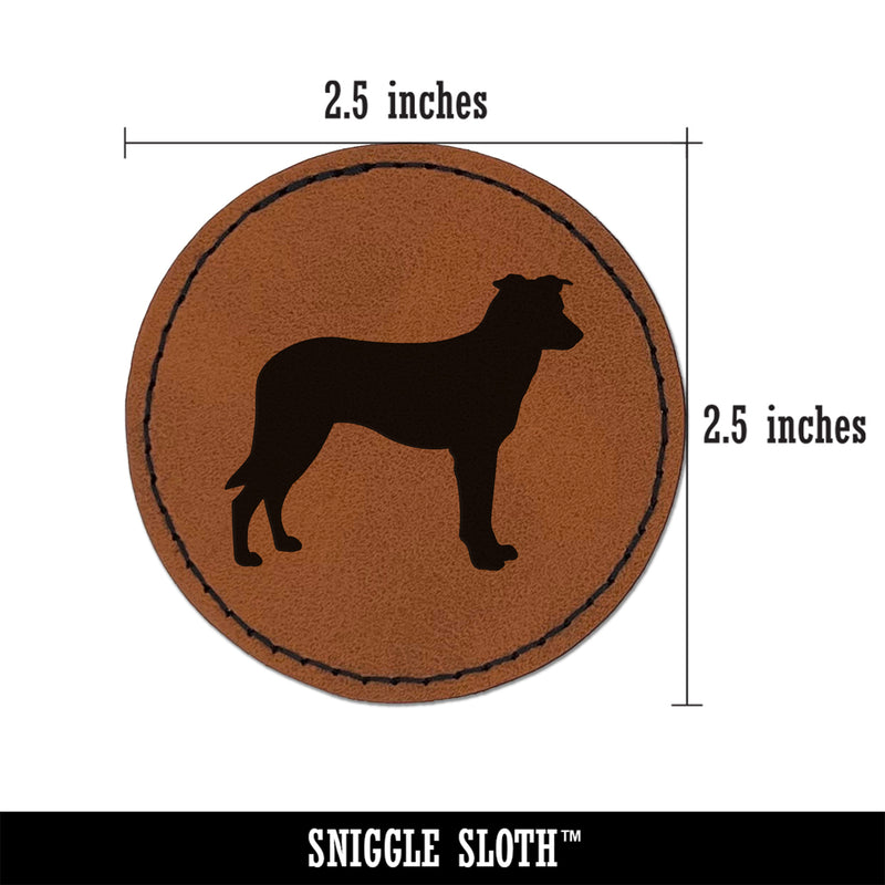 Chinook Dog Solid Round Iron-On Engraved Faux Leather Patch Applique - 2.5"