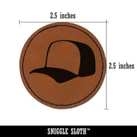 Baseball Cap Trucker Hat Sports Round Iron-On Engraved Faux Leather Patch Applique - 2.5"