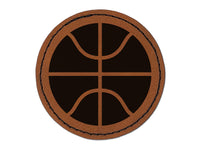 Basketball Sports Ball Round Iron-On Engraved Faux Leather Patch Applique - 2.5"