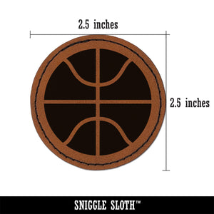 Basketball Sports Ball Round Iron-On Engraved Faux Leather Patch Applique - 2.5"