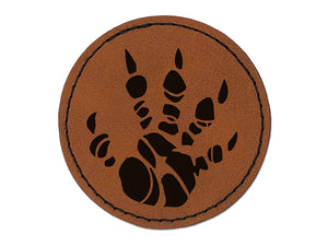 Dragon Claw Footprint Talon Round Iron-On Engraved Faux Leather Patch Applique - 2.5"