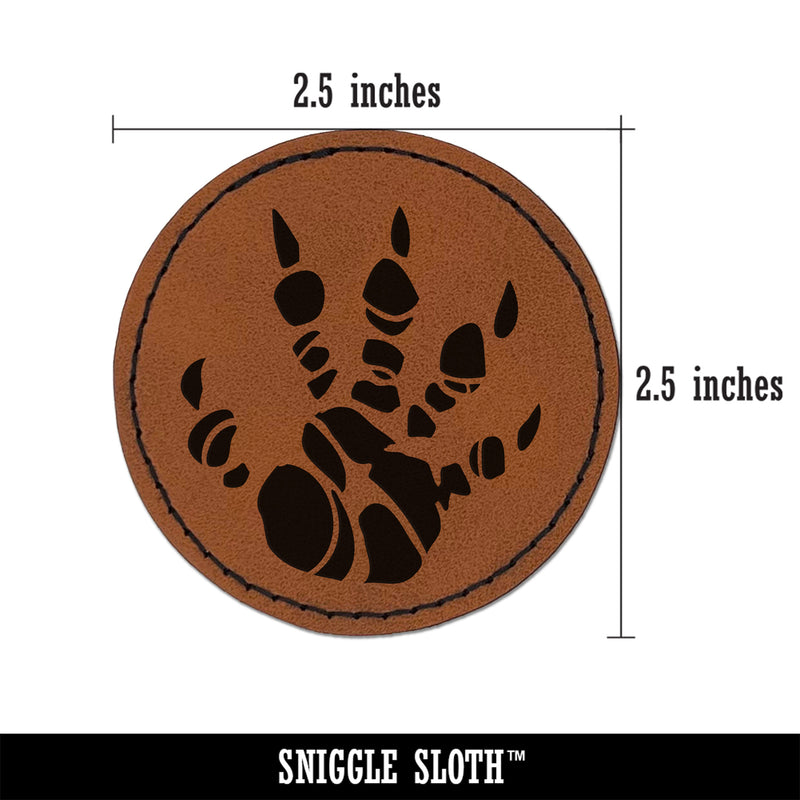 Dragon Claw Footprint Talon Round Iron-On Engraved Faux Leather Patch Applique - 2.5"