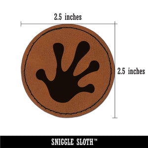 Frog Toes Footprint Round Iron-On Engraved Faux Leather Patch Applique - 2.5"