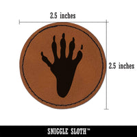 Raccoon Trash Panda Foot Print Round Iron-On Engraved Faux Leather Patch Applique - 2.5"