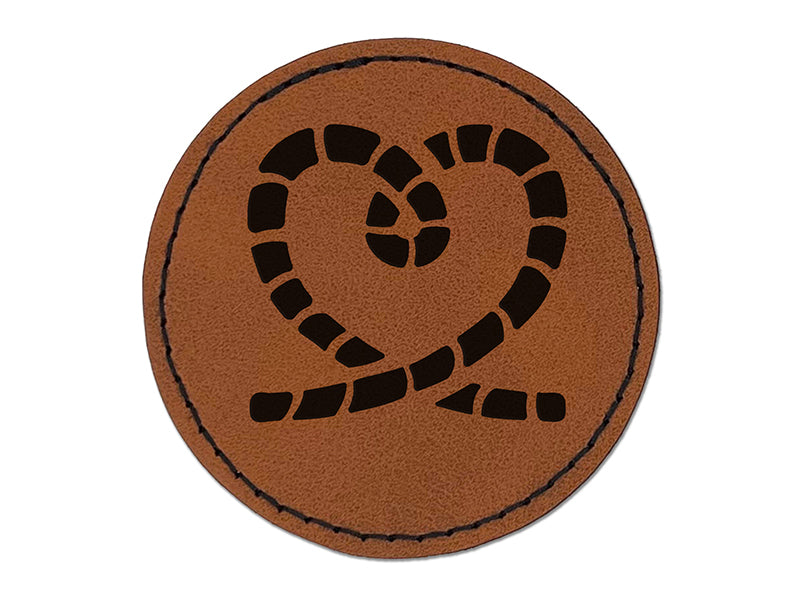 Rope Heart Twist Knot Round Iron-On Engraved Faux Leather Patch Applique - 2.5"