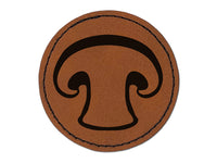 Sliced Mushroom Food Round Iron-On Engraved Faux Leather Patch Applique - 2.5"