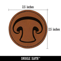 Sliced Mushroom Food Round Iron-On Engraved Faux Leather Patch Applique - 2.5"