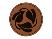 Three Leaves Circle Recycle Pattern Round Iron-On Engraved Faux Leather Patch Applique - 2.5"