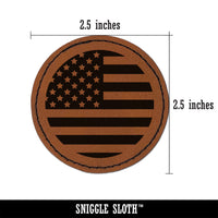 Circle USA Flag United States of America Round Iron-On Engraved Faux Leather Patch Applique - 2.5"