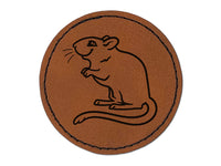 Gerbil Rodent Pet Round Iron-On Engraved Faux Leather Patch Applique - 2.5"