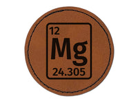 Magnesium Periodic Table of Elements Science Chemistry Round Iron-On Engraved Faux Leather Patch Applique - 2.5"