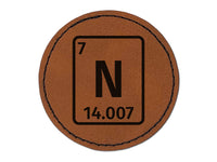 Nitrogen Periodic Table of Elements Science Chemistry Round Iron-On Engraved Faux Leather Patch Applique - 2.5"